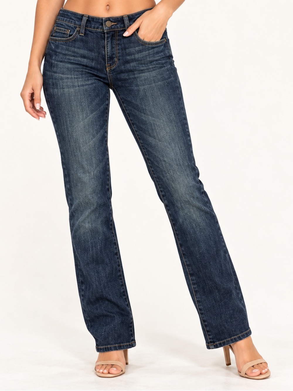 New York & Company Women's Straight Leg Mid Rise Denim Jeans Size 4